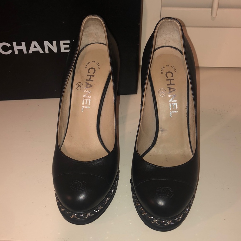 Authentic CHANEL platform pumps